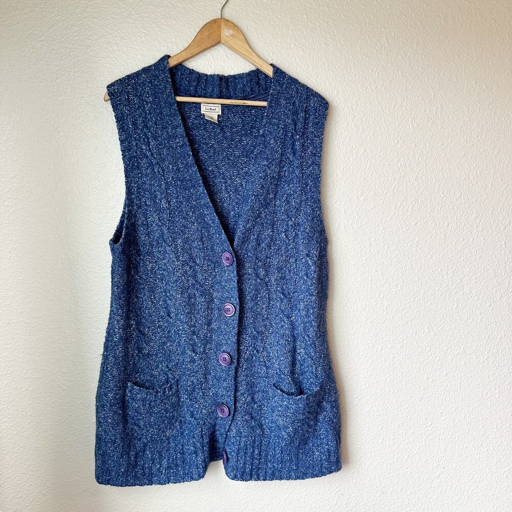 LL Bean Sweater Vest Wool Blend Women's sz L - Picture 1 of 7